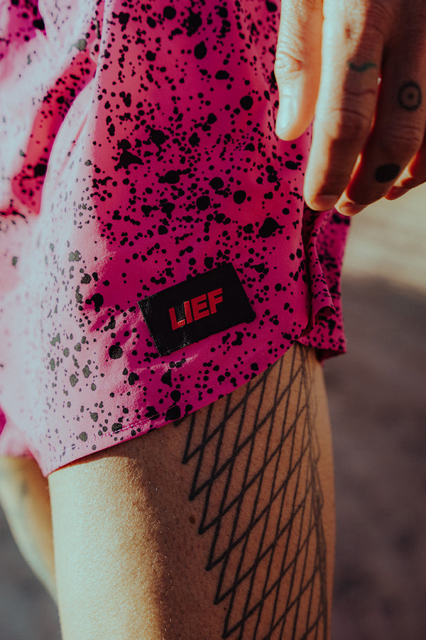 S3 - Men's 3" Split Running Short - Splatter House - Pink