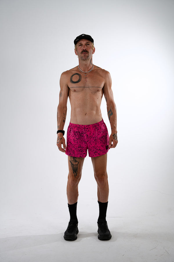 S3 - Men's 3" Split Running Short - Splatter House - Pink
