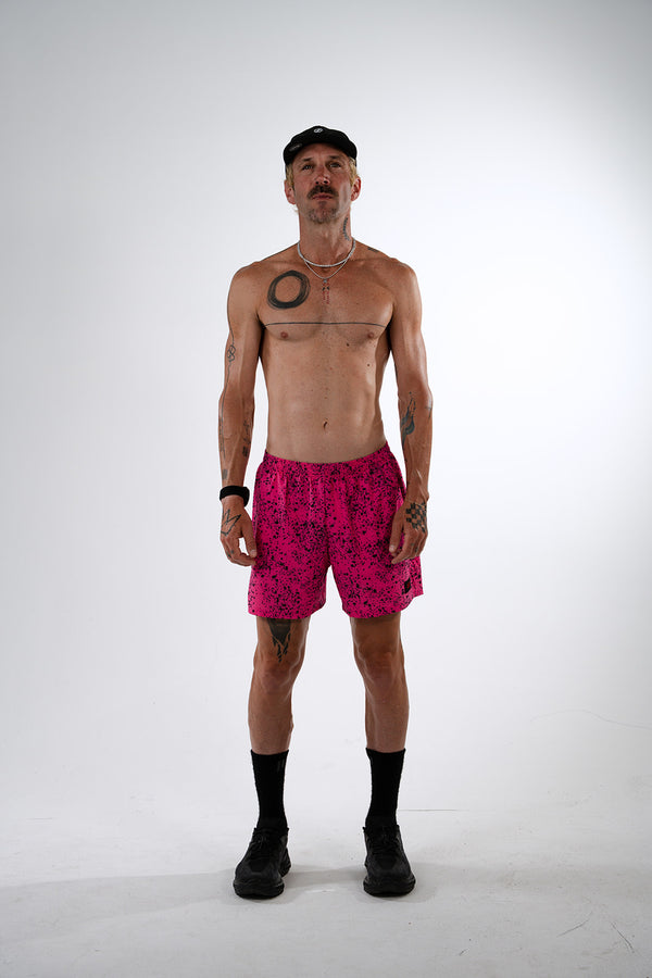 R5P - Men's 5" Running Short with Side Pockets - Splatter House - Pink
