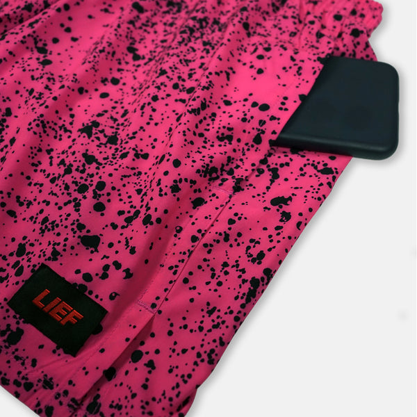 R5P - Men's 5" Running Short with Side Pockets - Splatter House - Pink